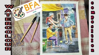 Composition for Bfa Cuet  entrance examination| watercolor #watercolor #entranceexam #composition
