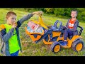 Kids Pretend Play With Tractor Excavator and Garbage Truck / How to Clean up Toy Stories
