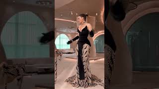 To order this black and champagne crystal gown DM reineecouture A striking couture silhouette
