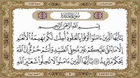سورة المائدة مكتوبة للشيخ حسن صالح ترتيل/القرأن الكريم مكتوب بدون حقوق طبع/بشار الفراتي دوت نت