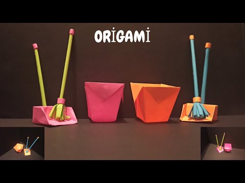 Kağıttan Süpürge,Kağıttan Çöp,Kutusu Kağıttan Faraş Yapımı - Origami