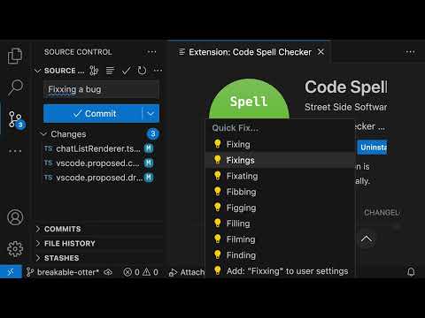 VS Code tips — Fixing spelling mistakes in git commit messages