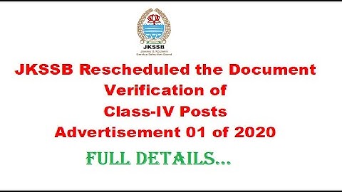 JKSSB Issued Notification for Class-IV Employees regarding their document verification || Full Det..