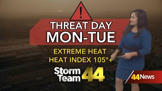Extreme heat and humidity continues, relief mid-week