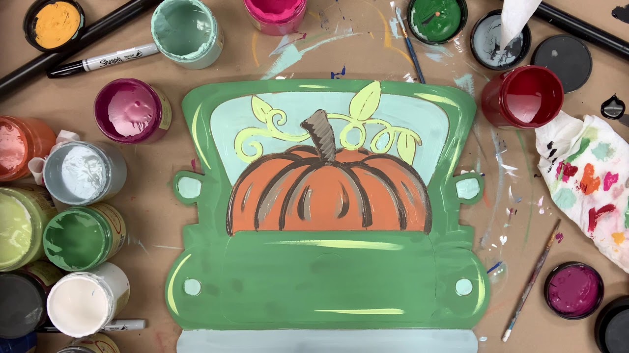 Paint By Line Pumpkin Vine Truck Craft Project s3q18