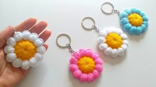 Subti̇tled Puff Puff Papatya Anahtarlik Modeli̇puff Daisy Crochet Keychai̇n