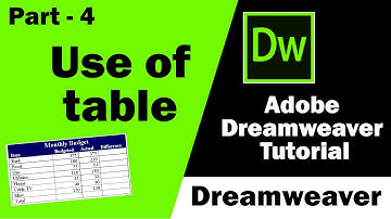 Dreamweaver - use of table | table in dreamweaver | Create a Table in Dreamweaver | table | part 4
