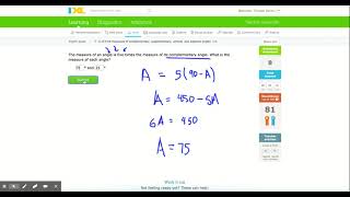 IXL | Find measures of complementary, supplementary, vertical, and adjacent angles | 8th grade math