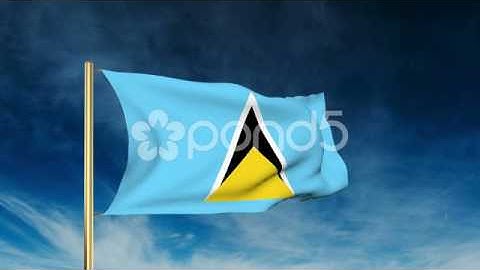 Saint Lucia Flag Slider Style. Waving In The Win With Cloud Background Animation