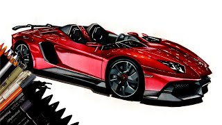 Realistic Car Drawing - Lamborghini Aventador J - Time Lapse - Drawing Ideas