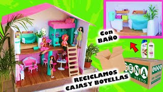 🏠Como Hacer CASA para Muñeca Barbie con cajas de cartón!!🚽🛁 Baño FACIL!🏠