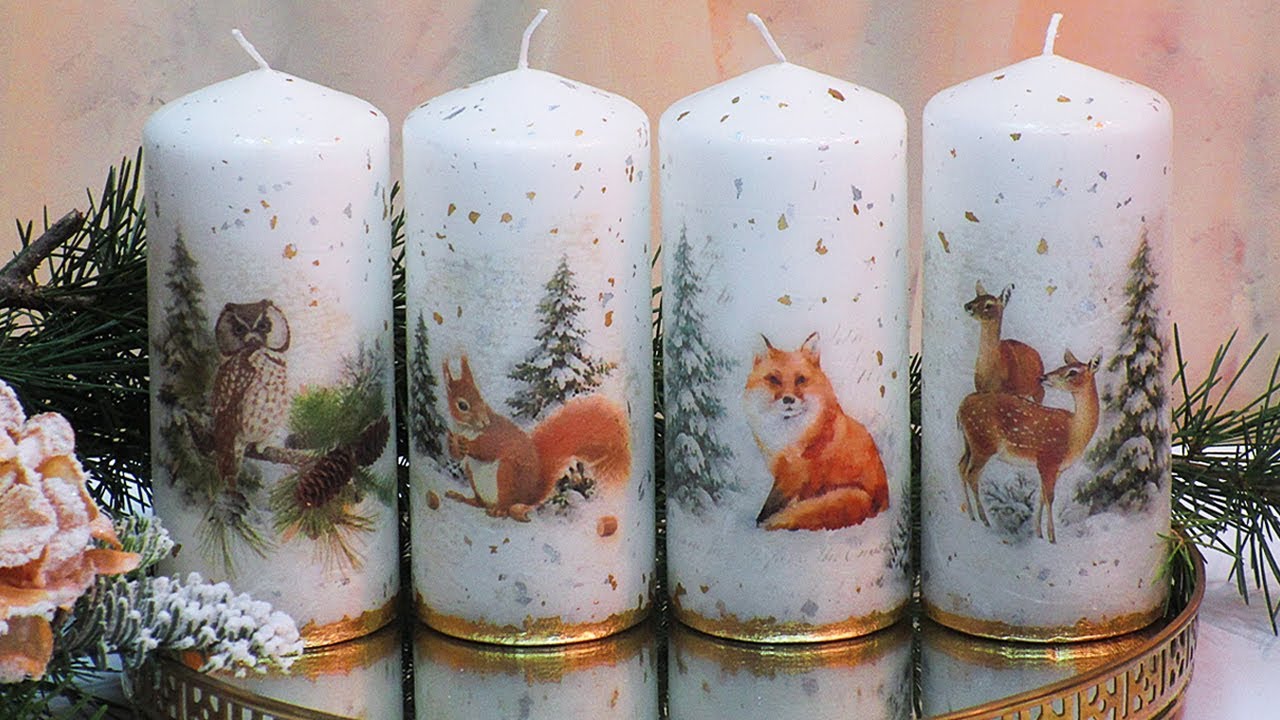 INSPIRATION CHRISTMAS CANDLES DECORATIONS IDEAS DIY DECOUPAGE ...