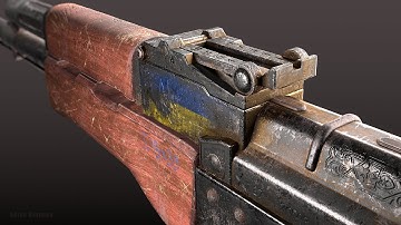 AK-47 Ukrainian Edition 3d model 360
