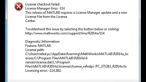 fixed matlab  R2014a lincense checkout failed
