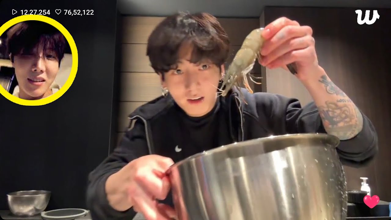 MultiSub] Jungkook Cooking Live on Weverse FULL🔴 Hobi Teasing Him