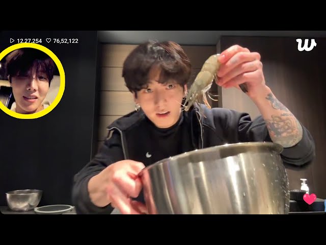 MultiSub] Jungkook Cooking Live on Weverse FULL🔴 Hobi Teasing Him
