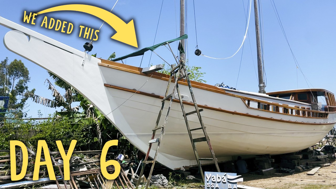 Wooden boat refit: We have engine cooling and added some shade to the deck  — Sailing Yabá 174