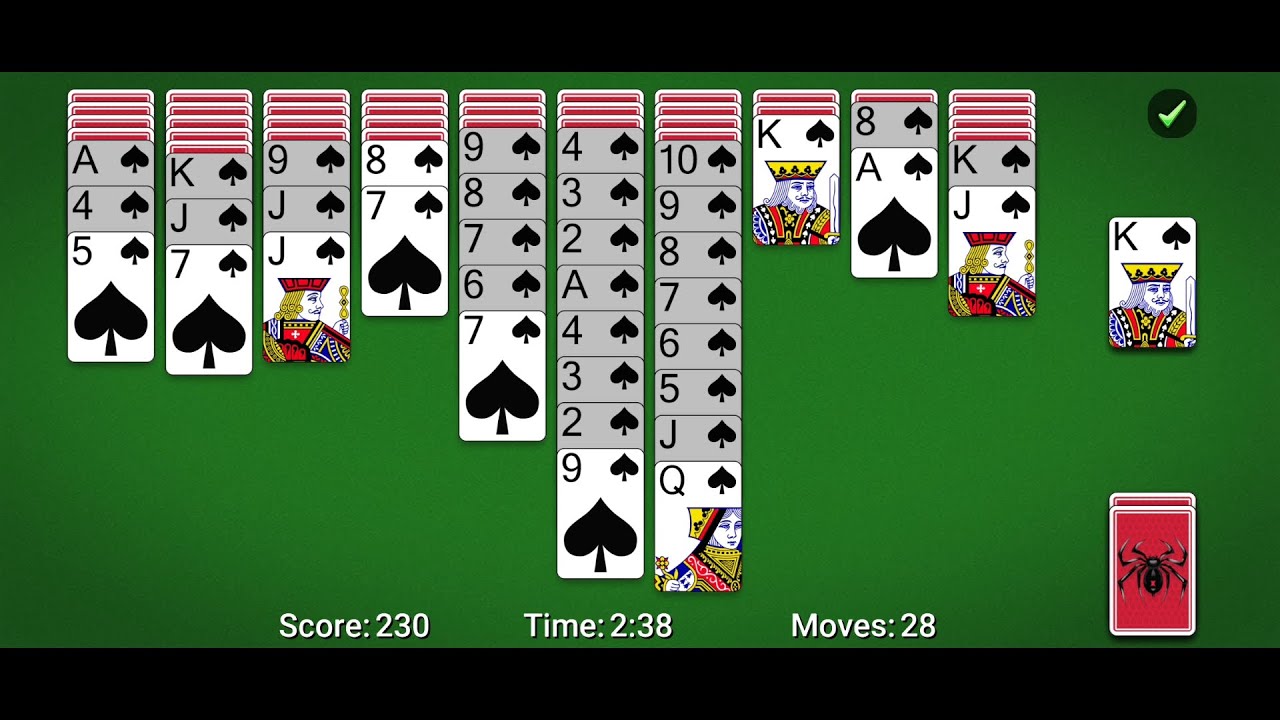 Spider (by MobilityWare) - classic solitaire card game for Android and iOS - gameplay. -