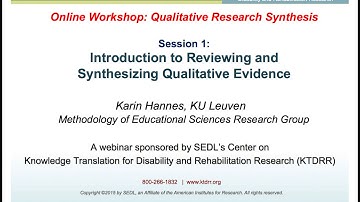 Introduction to reviewing and synthesizing qualitative evidence