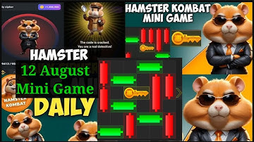 Hamster kombat mini game today 12 August | Mini game Hamster Kombat |daily combo|daily cipher code