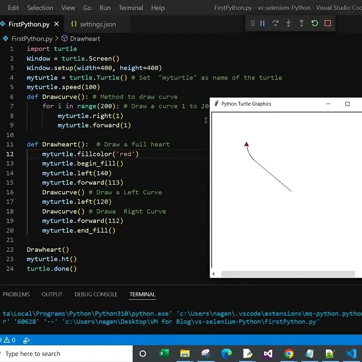 How to create or Draw a heart using Python Turtle #shorts #pythonturtle ...