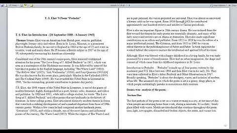 T.S.Eliot An Introduction And Stanza wise Analysis of Preludes