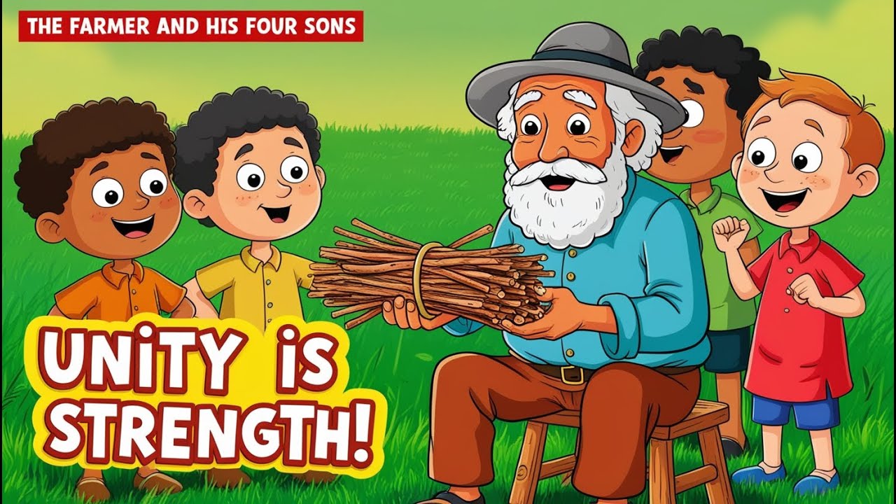 Unity is Strength: The Farmer and His Four Sons | Moral Story for Kids