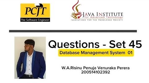 Question Set 45 | Database Management System | Java Institute