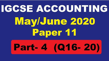 CAIE/ IGCSE  ACCOUNTING/ Solved Past paper  /0452/ May/June 2020 / Paper 11 / Part 4 / MCQs [Q16-20]