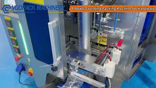 4 Vibration Bowls Automatic Counting Packing Machine for Hardware Linked Bag Packing