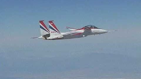 F-15B Intelligent Flight Control System During a Flight Test Over the Mojave Desert