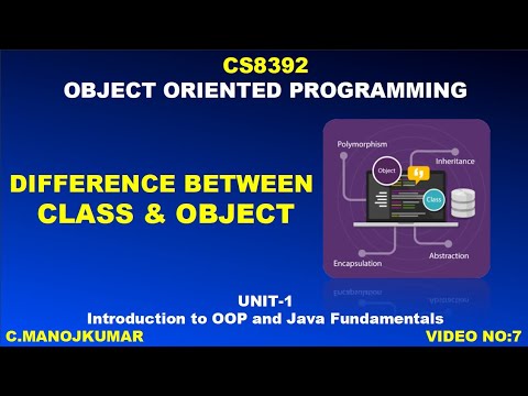 7 | CS8392 OBJECT ORIENTED PROGRAMMING | DIFFERENCE BETWEEN CLASS AND OBJECT | Manojkumar C