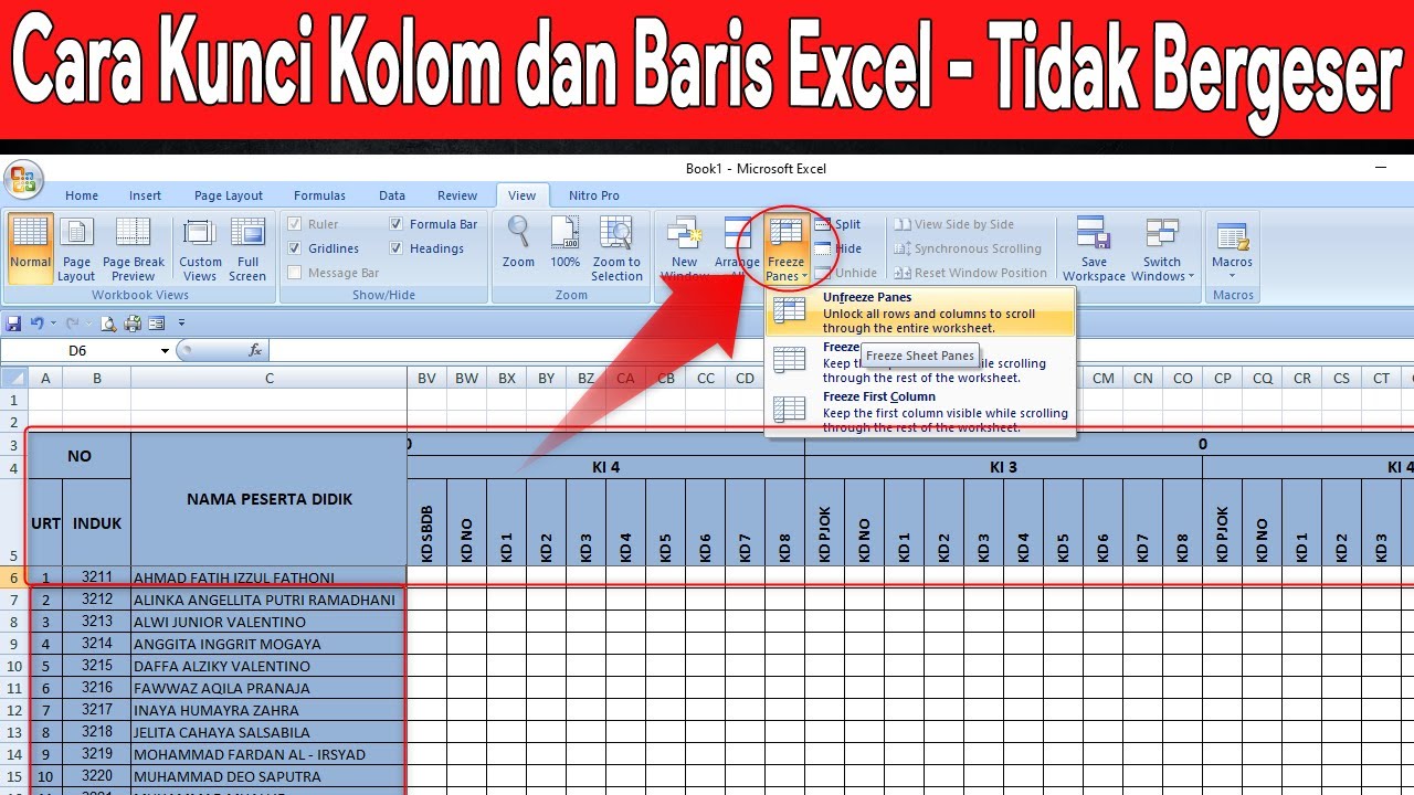 Cara Mengunci Baris Dan Kolom Di Excel