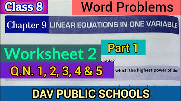 DAV class 8 maths chapter 9 worksheet 2 Q.N. 1 , 2, 3, 4 & 5
