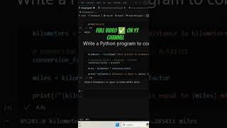 Convert Km to miles with Python #python #pythonprogramming #coding
