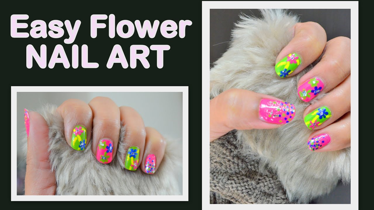 How to do Easy Flower Nail Art!! Dotting tool!! - YouTube