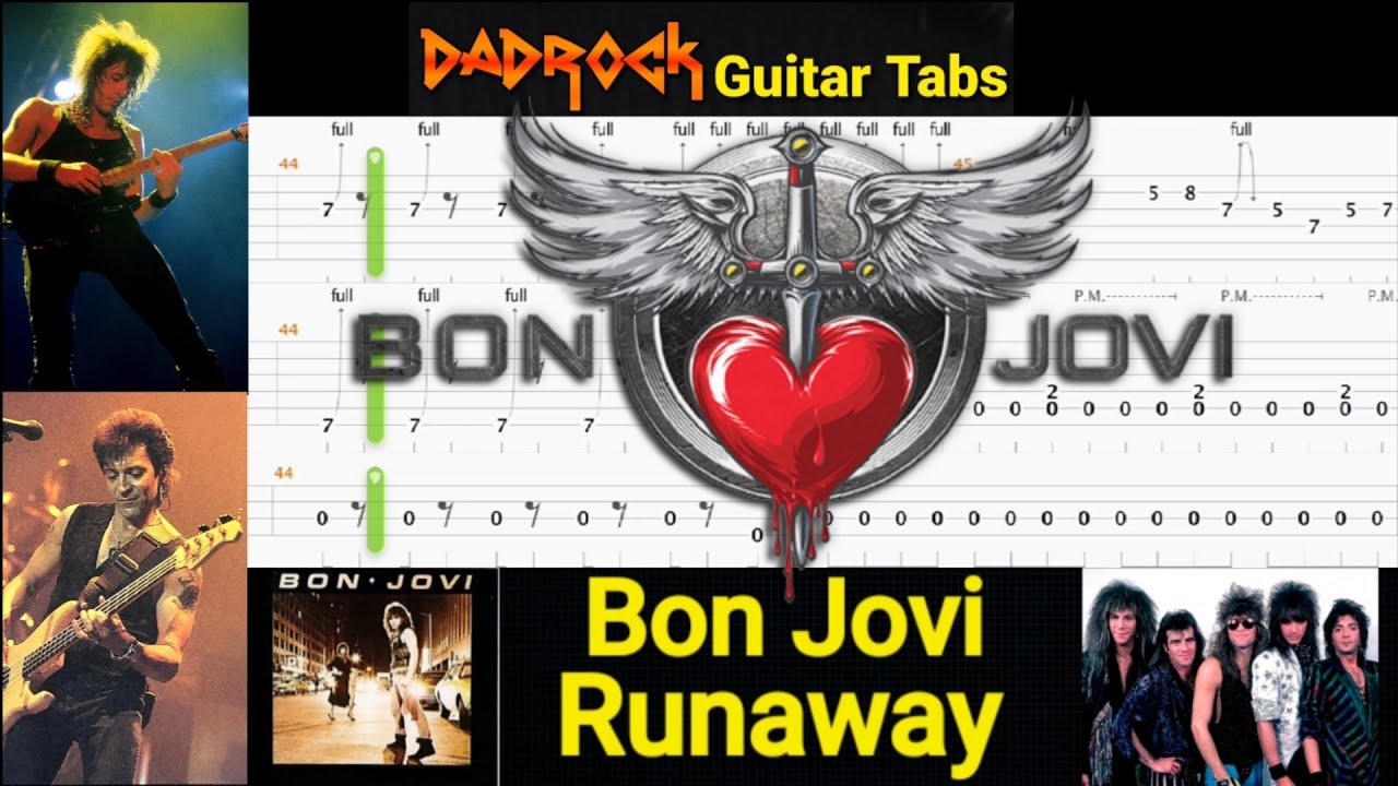 Runaway - Bon Jovi - Guitar + Bass TABS Lesson