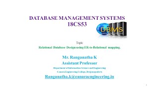 VTU DBMS 18CS53 M2 L1 Mapping Conceptual Design into a Logical Design 2