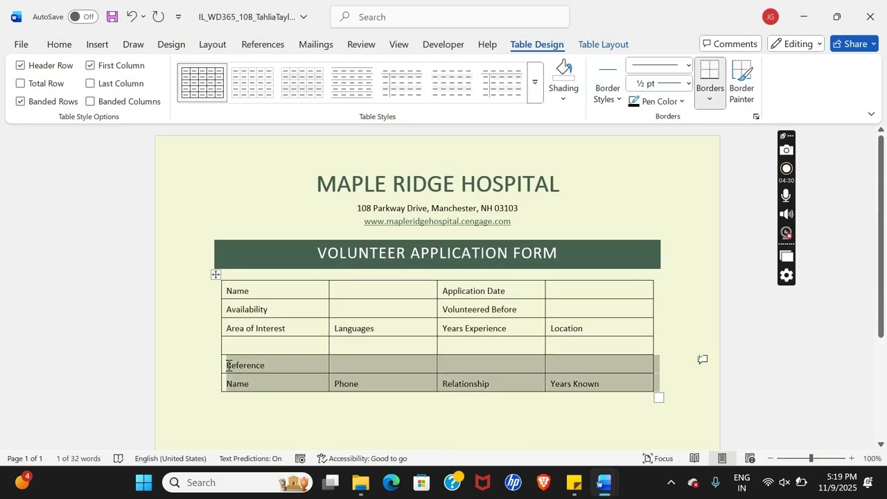 Illustrated Word 365 | Module 10: SAM Project B | Maple Ridge Hospital 