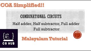 Combinational Circuit | Design |Half Adder| Full Adder|Half  Subtractor | Full Subtractor