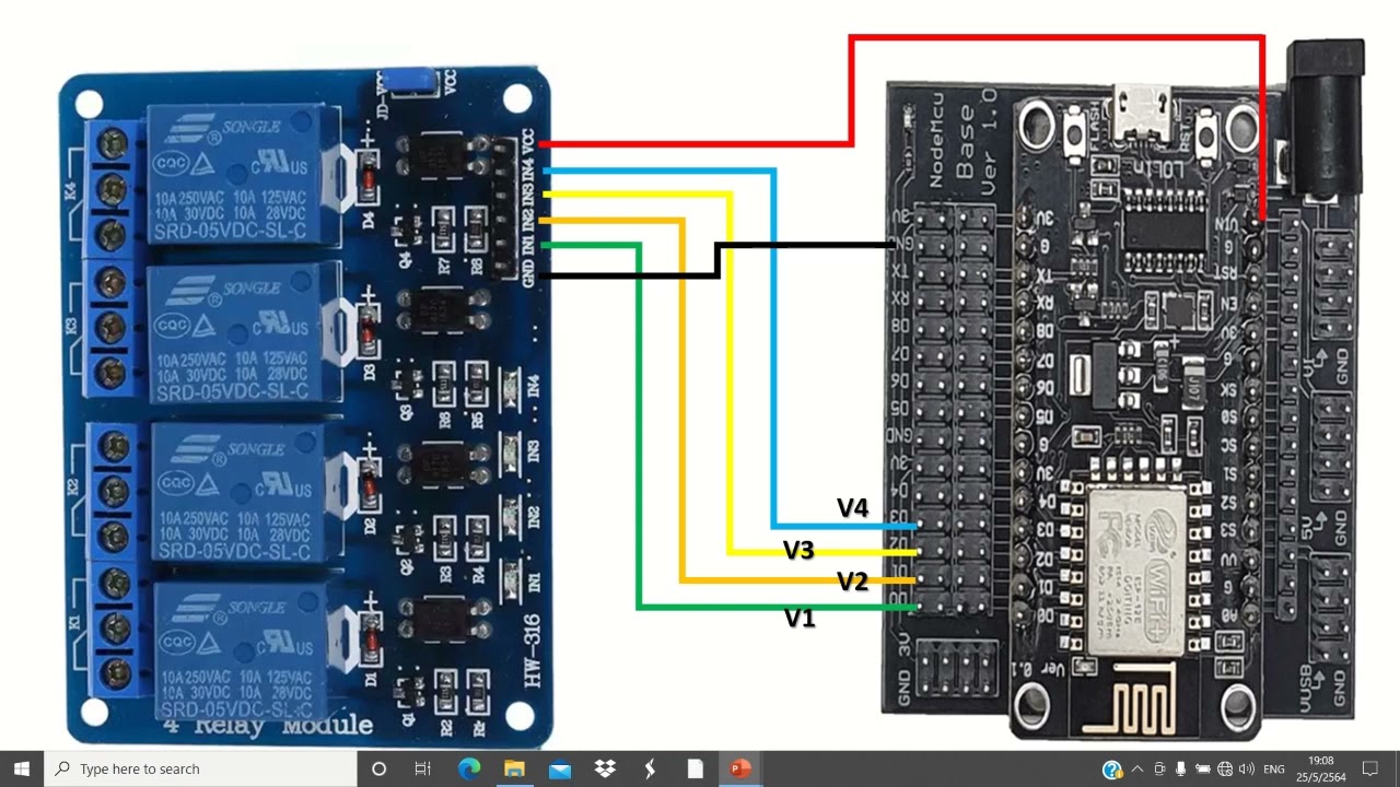 สอนการสร้าง project sw on-off 4ch บนบอร์ด wifi esp8266 - YouTube