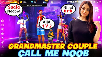 Random Grandmaster Couple Player Called Me Noob & I Challenge Them For 1 VS 2 || RAHUL GAMER
