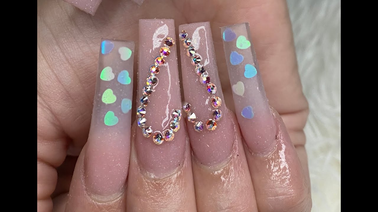 5. French Tip Acrylic Nails with Rhinestones - wide 3