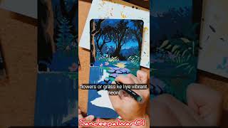 Magic Night Forest Painting Dreamy Art In The Dark