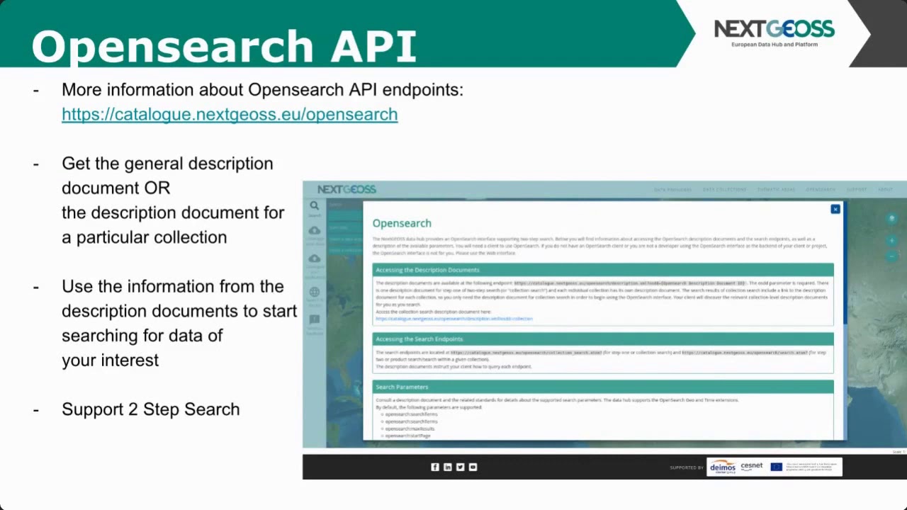 OpenSearch API - the NextGEOSS Data Hub - YouTube