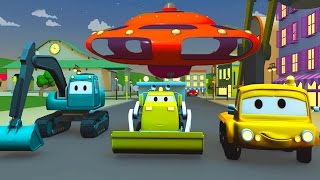 Equipo Constructor: Camión Volquete, la Grúa y la Excavadora construyen La atracción del OVNI !