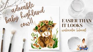 Baby Highland Cow in Watercolor | Liquid Watercolors