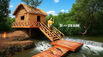 100 days survival girl building a house, secret mansion, and ancient skills in real life