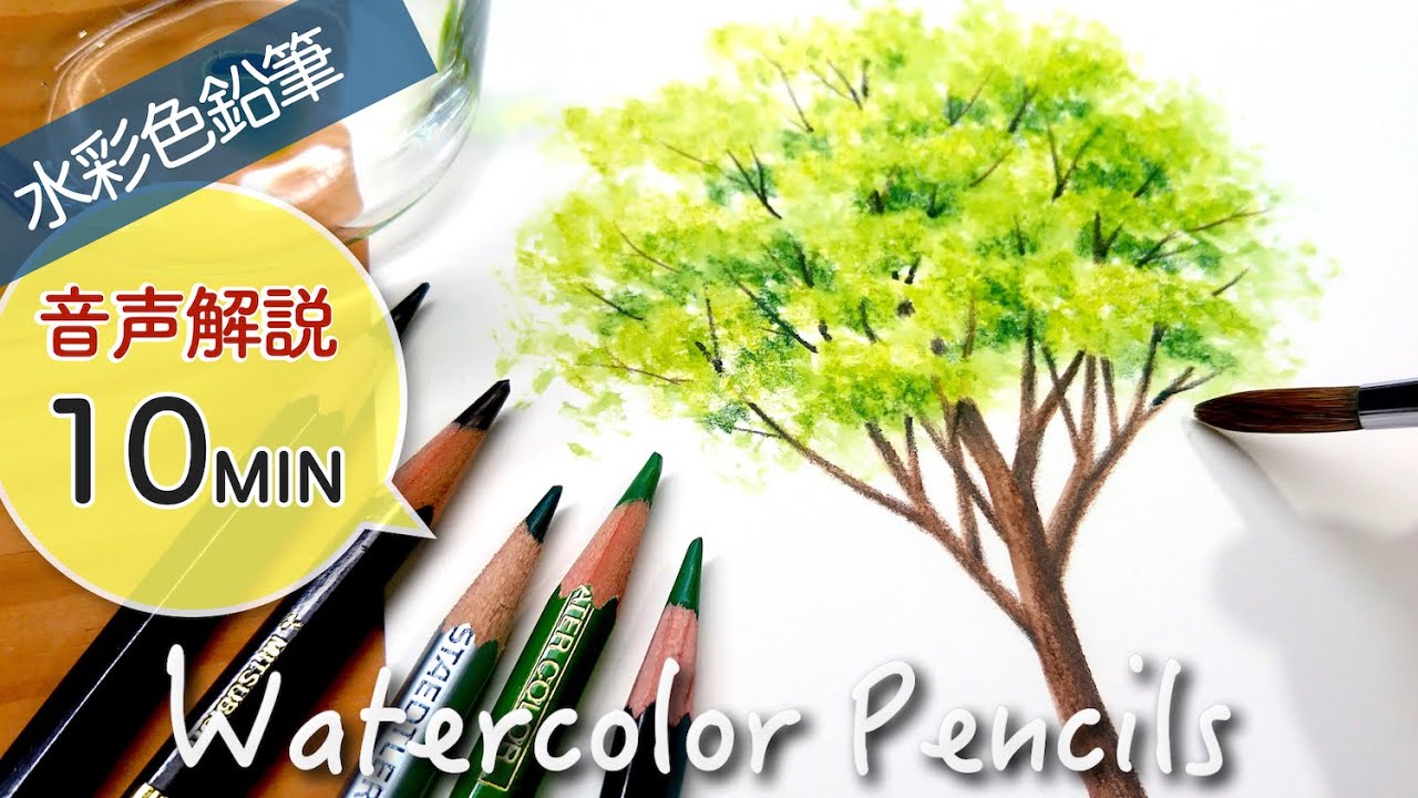 樹木の描き方 簡単 リアル 水彩色鉛筆 How To Paint A Tree With Watercolor Pencils Youtube