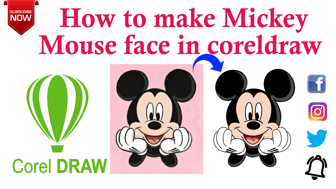 How to make Mickey Mouse face in corelDraw | Create a Unique Mickey ...